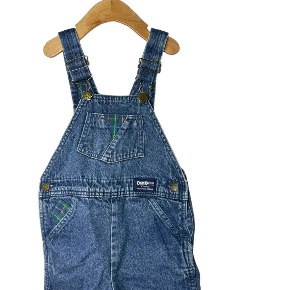 Vintage OshKosh B'Gosh Lined Denim Cuffed Overalls Size 3T 100% Cotton USA